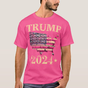 Camiseta Trump 2024 Vintage Usa Flag Map Retro America, Rep