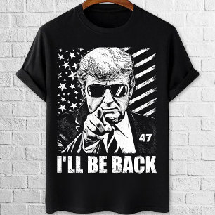 Camiseta Trump 2024 Voltarei aos 47 com bandeira americana