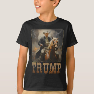 Camiseta Trump 2025 Presidente Cowboy Cavalgando Cavalo Wes