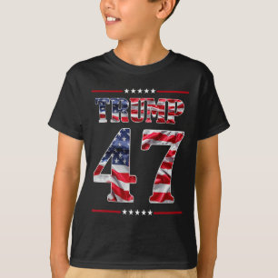 Camiseta Trump 45-47 Mega Sinalizador Americano 2024 Eleiçã