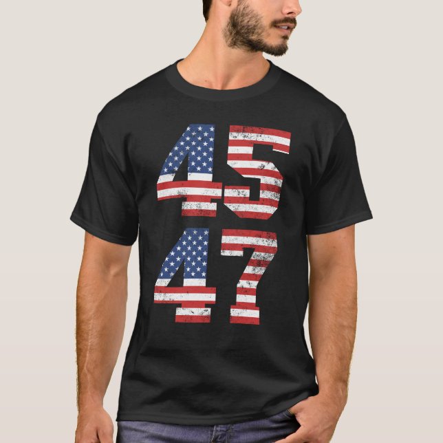 Camiseta Trump 45 47 Presidente da bandeira americana Trump (Frente)