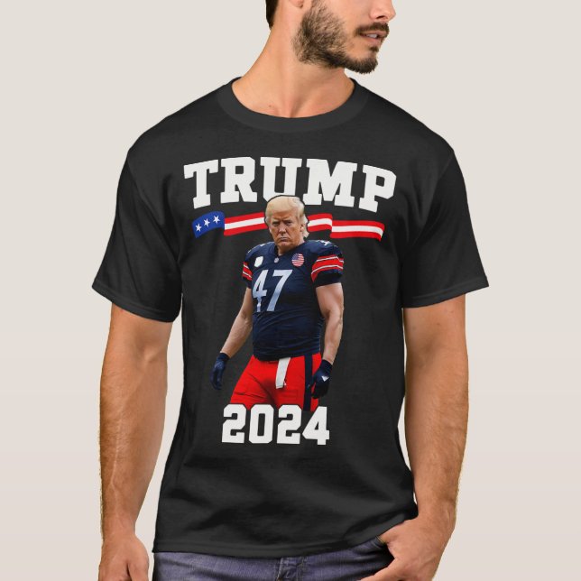 Camiseta Trump 47 Football Jersey 2024 Us Flag Trump Vance (Frente)