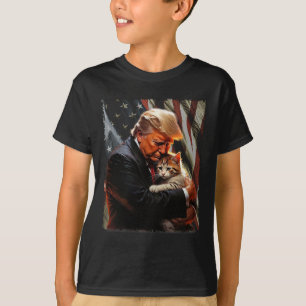 Camiseta Trump Abraçando Um Gato Laranja 2025 Tornar Gatos