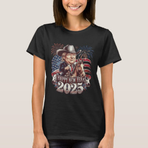 Camiseta Trump Ano Novo 2025 Cavalo Patriótico Trump Americ