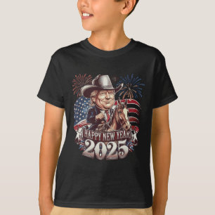 Camiseta Trump Ano Novo 2025 Cavalo Patriótico Trump Americ