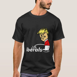 Camiseta Trump Anti Liberal Donald Trump Urinando Em Libera