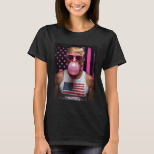 Camiseta Trump Bubble Gum Pink Pulga Sinalizador Usa Funny 