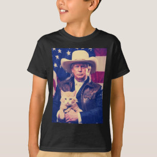 Camiseta Trump Cat Shirt Engraçado Cowboy Donald Trump 2024