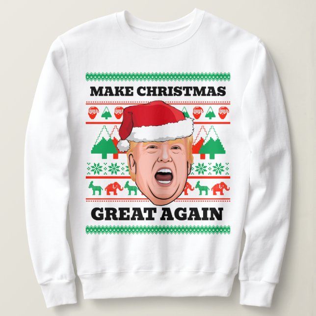 Camiseta Trump Christmas Sweater Torne Excelente De Natal N (Frente do Design)