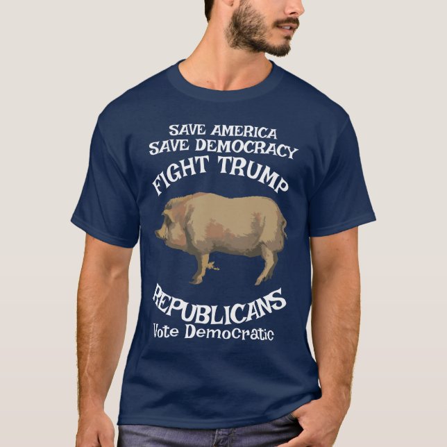 Camiseta Trump Compra Leões Imigrantes Ilegais Comidos (Frente)