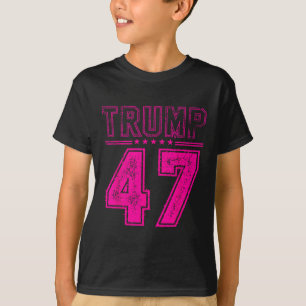 Camiseta Trump Cor-De-Rosa 47 Presidente Dos Eua Sinalizado