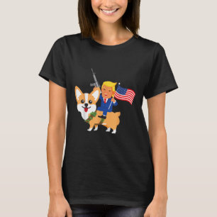 Camiseta Trump Corgi Gun Merica 2020 Eleição Donald Dog Mo
