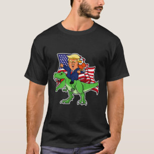 Camiseta Trump Correndo Um Dinossauro Trex Funny Merica Pat