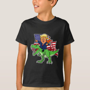 Camiseta Trump Correndo Um Dinossauro Trex Funny Merica Pat