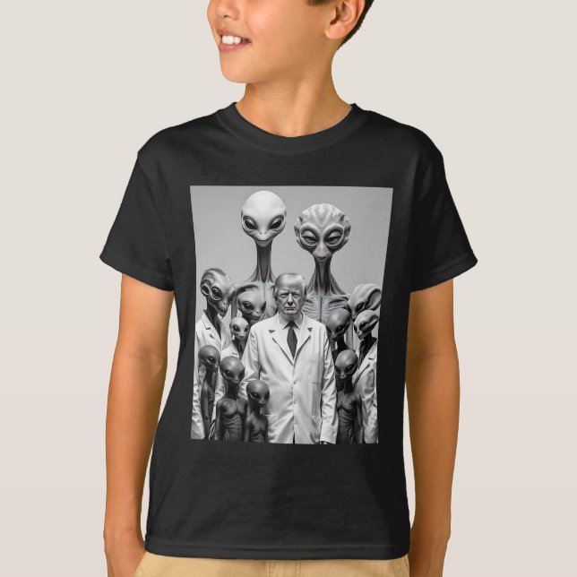 Camiseta Trump Divertido Com Conspiração De Alienígenas Ext (Frente)