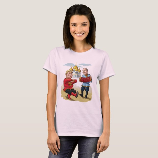 Camiseta Trump e Putin Russo Dance Cartoon (Frente Completa)