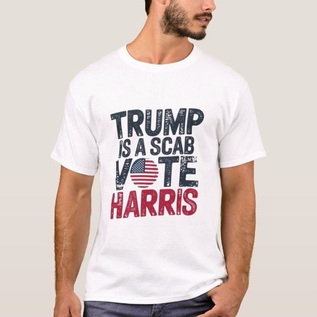CAMISETA TRUMP É UM SCAB VOT HARRIS (Frente)
