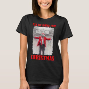 Camiseta Trump Em Santa Hat Eu Estarei Em Casa Para O Fundã