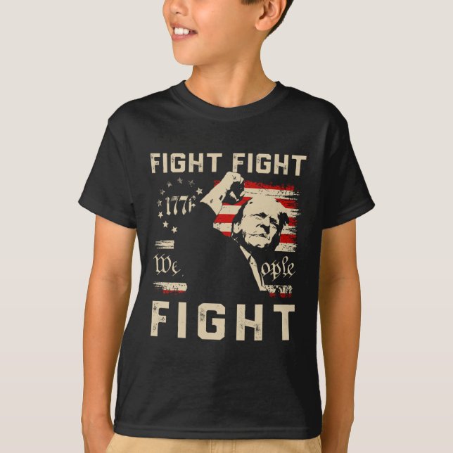 Camiseta Trump Fight Fight Fight 1776 Nós, A Bandeira Da Pe (Frente)
