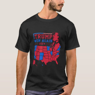 Camiseta Trump Ganhou Novamente O Mapa Da Onda Vermelha Dos