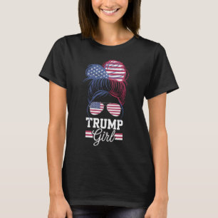 Camiseta Trump Girl Messy Bun EUA 47 Presidente