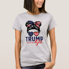 Camiseta Trump Girl Messy Bun Trump 2024 Eleição