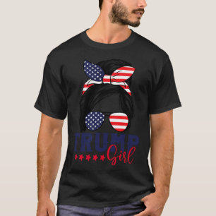 Camiseta Trump Girl Messy Bun Trump 2024 Eleição Americana