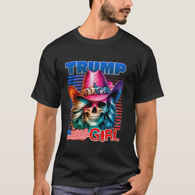 Camiseta Trump Girl Skull Cowgirl Trump 2024 Election Ameri (Frente)