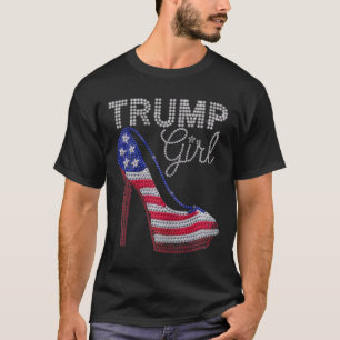 Camiseta Trump Girl Stilettos High Heel American Flag Bling