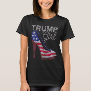 Camiseta Trump Girl Stilettos High Heel American Flag Bling