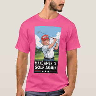 Camiseta Trump Golfing With Maga Hat Torna A América Golfe