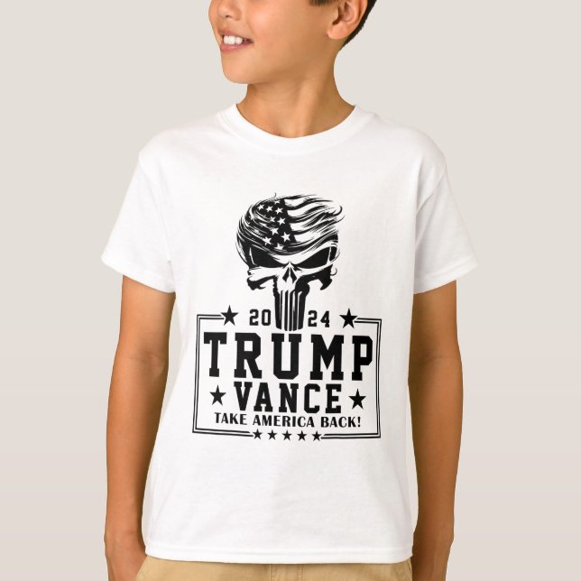 Camiseta Trump Hair Skull Halloween American Flag Trump Van (Frente)