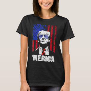 Camiseta Trump Happy 4 De Julho Trump American Flag Gifs