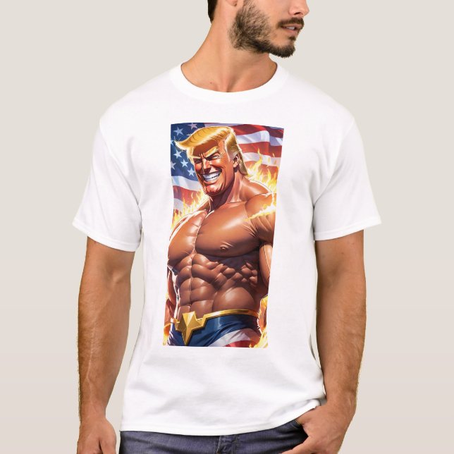 Camiseta Trump MAGA 2024 super-herói americano (Frente)
