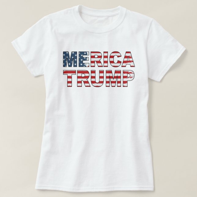 Camiseta Trump Merica 4 de julho Bandeira Americana Murica (Frente do Design)