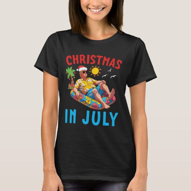 Camiseta Trump On Inflatable Pool Float Happy Christmas In  (Frente)