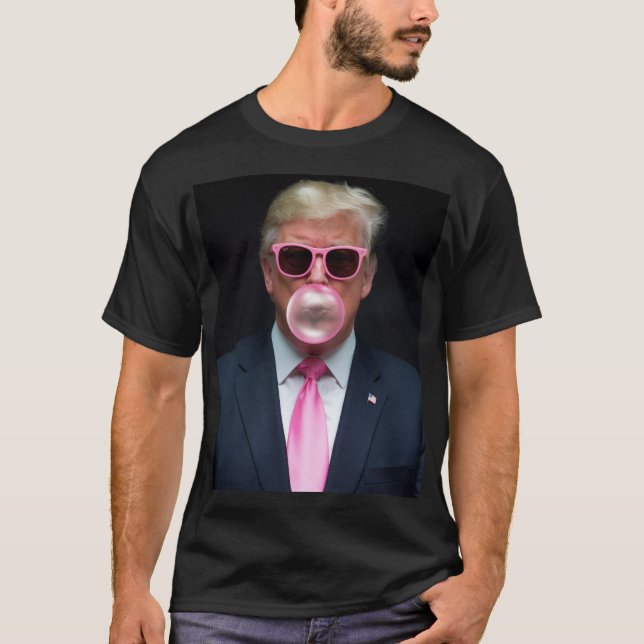 Camiseta Trump Pink Bubble Gum Presidente 47 EUA (Frente)