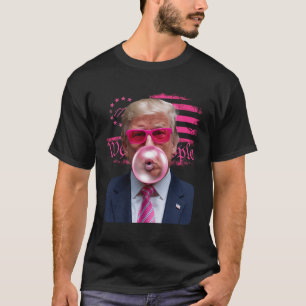 Camiseta Trump Pink Gles Bubble Gum 4 de Julho Bandeira Ame