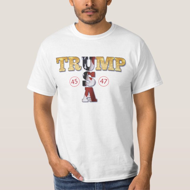 Camiseta Trump Presidencial 💪 EUA Dourado (Frente)
