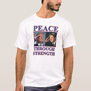 Camiseta Trump Reagan Peace através da Força