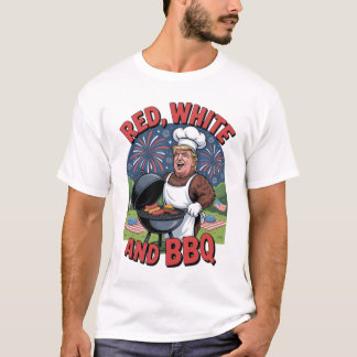 Camiseta Trump Red White e CHURRASCO 4 de julho