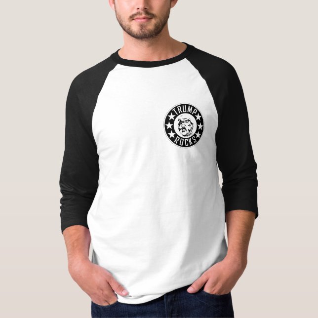 Camiseta Trump Rocks 3/4 Capa Raglan Men (Frente)