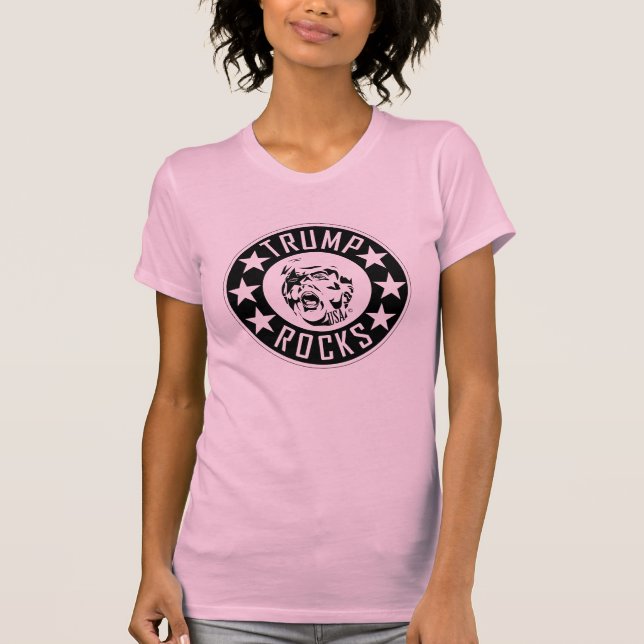 Camiseta Trump Rocks Ajustado fino feminino (Frente)