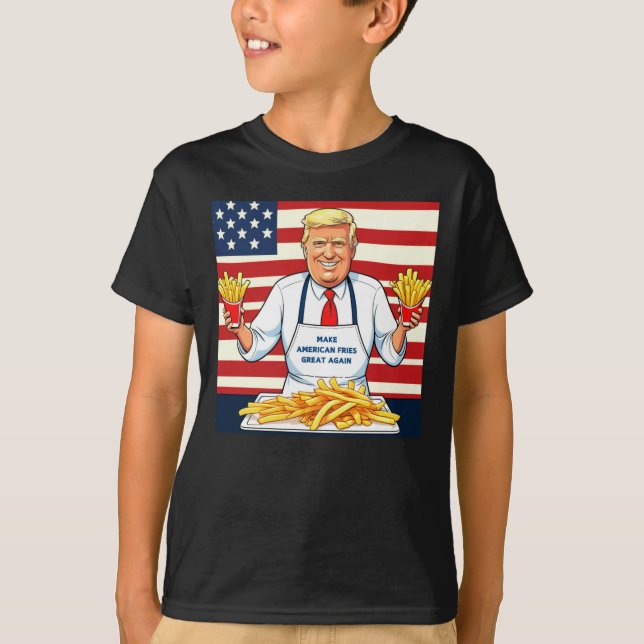 Camiseta Trump Servindo Mcdonalds Fries (Frente)