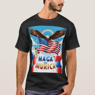 Camiseta Trump Shirt American Flag Team Murica MAGA