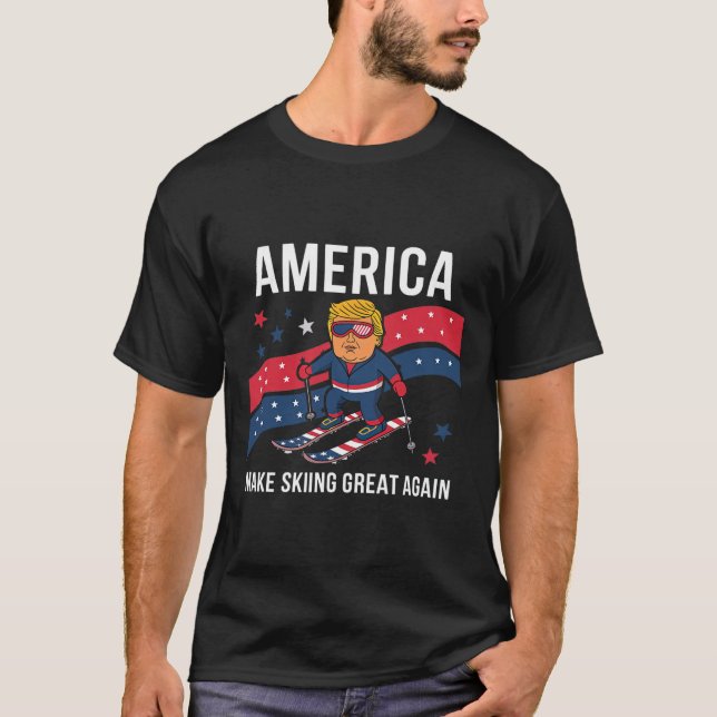 Camiseta Trump Ski Usa - Natal Faça Excelente De Esqui Nova (Frente)