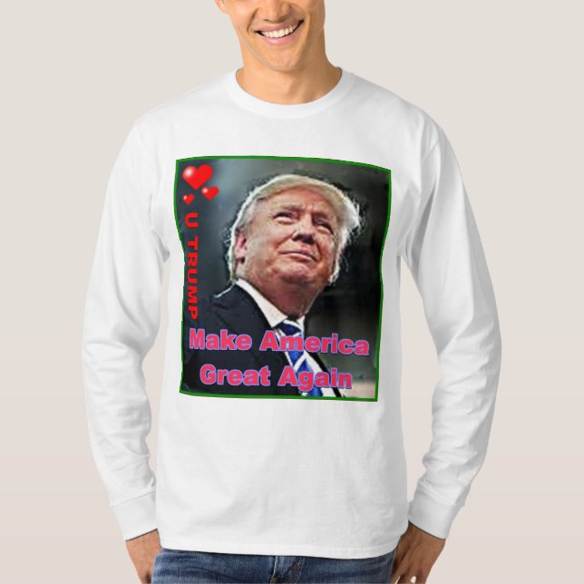Camiseta Trump Slogan Basic Long Sleeve T Shirt (Frente)