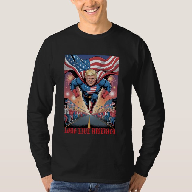 Camiseta Trump Super Herói Flyover: Personalização da Multi (Frente)