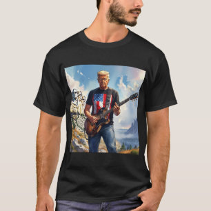 Camiseta Trump Tocando Violão Elétrico Monte Rushmore MAGA
