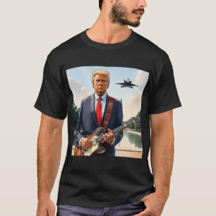 Camiseta Trump Tocando Violão Elétrico Monumento a Washingt